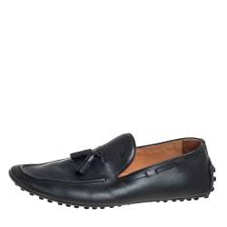 مملوكة مسبقًا Louis Vuitton Grey Leather Imola Tassel Slip On Loafers Size 42.5