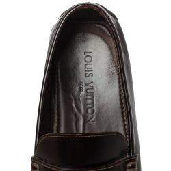 مملوكة مسبقًا Louis Vuitton Dark Brown Leather Slip On Loafers Size 41