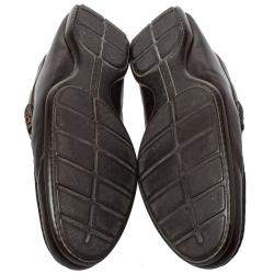 مملوكة مسبقًا Louis Vuitton Dark Brown Leather Slip On Loafers Size 41