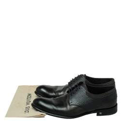 Pre Owned Louis Vuitton Two Tone Leather And Black Epi Leather Lace Up Derby Size 41
