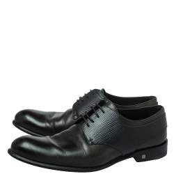 Pre Owned Louis Vuitton Two Tone Leather And Black Epi Leather Lace Up Derby Size 41