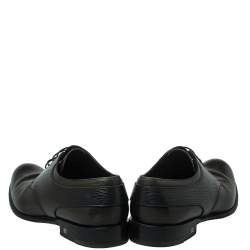 Pre Owned Louis Vuitton Two Tone Leather And Black Epi Leather Lace Up Derby Size 41