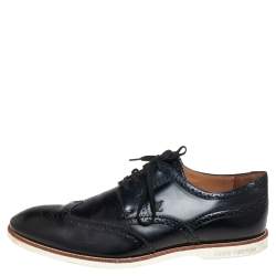 Pre Owned Louis Vuitton Black Brogue Leather Lace Up Derby Size 43
