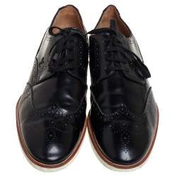 Pre Owned Louis Vuitton Black Brogue Leather Lace Up Derby Size 43