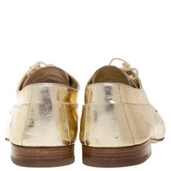 Louis Vuitton Gold Patent Leather Lace Up Derby Size 44