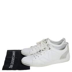 مملوكة مسبقًا Louis Vuitton White Leather And Suede Low Top Sneakers Size 44.5