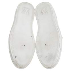 مملوكة مسبقًا Louis Vuitton White Leather And Suede Low Top Sneakers Size 44.5