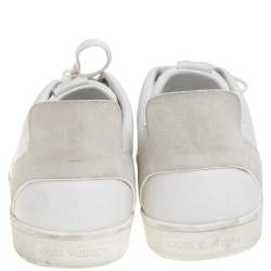 مملوكة مسبقًا Louis Vuitton White Leather And Suede Low Top Sneakers Size 44.5