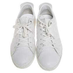 مملوكة مسبقًا Louis Vuitton White Leather And Suede Low Top Sneakers Size 44.5