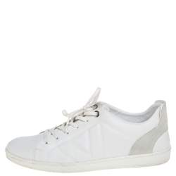 مملوكة مسبقًا Louis Vuitton White Leather And Suede Low Top Sneakers Size 44.5