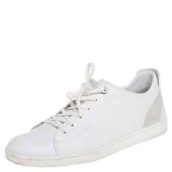مملوكة مسبقًا Louis Vuitton White Leather And Suede Low Top Sneakers Size 44.5