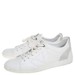 مملوكة مسبقًا Louis Vuitton White Leather And Suede Low Top Sneakers Size 44.5