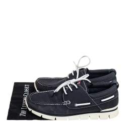 Pre Owned Louis Vuitton Blue Canvas Boat Shoes Size 45