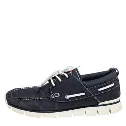 Pre Owned Louis Vuitton Blue Canvas Boat Shoes Size 45