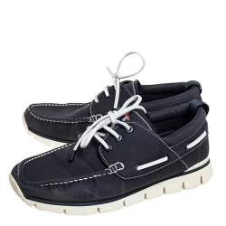 Pre Owned Louis Vuitton Blue Canvas Boat Shoes Size 45