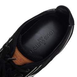 Pre Owned Louis Vuitton Black/White Canvas And Suede Cosmos Low Top Sneakers Size 42