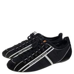 Pre Owned Louis Vuitton Black/White Canvas And Suede Cosmos Low Top Sneakers Size 42