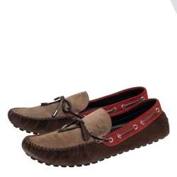 Pre Owned Louis Vuitton Multicolor Leather And Suede Gloria Loafers Size 44.5