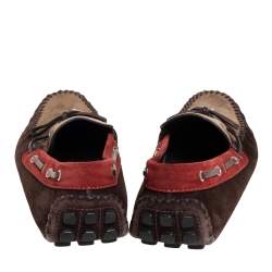 Pre Owned Louis Vuitton Multicolor Leather And Suede Gloria Loafers Size 44.5