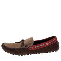 Pre Owned Louis Vuitton Multicolor Leather And Suede Gloria Loafers Size 44.5