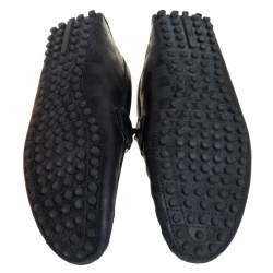 Pre Owned Louis Vuitton Black Leather Damier Infini Hockenheim Loafers Size 43