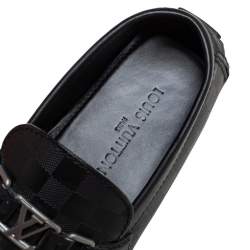 Pre Owned Louis Vuitton Black Leather Damier Infini Hockenheim Loafers Size 43