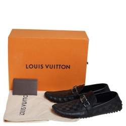 Pre Owned Louis Vuitton Black Leather Damier Infini Hockenheim Loafers Size 43