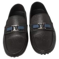 Pre Owned حذاء لوفرز لوي فيتون سليب أون جلد هوكنهيم أسود مقاس 41