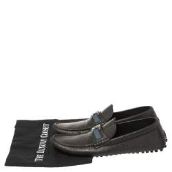 Pre Owned حذاء لوفرز لوي فيتون سليب أون جلد هوكنهيم أسود مقاس 41