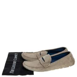Pre Owned Louis Vuitton Beige Suede Penny Slip On Loafers Size 43