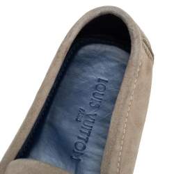 Pre Owned Louis Vuitton Beige Suede Penny Slip On Loafers Size 43
