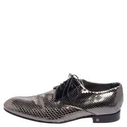 Pre Owned Louis Vuitton Metallic Grey Python Lace Up Derby Size 41.5