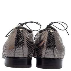 Pre Owned Louis Vuitton Metallic Grey Python Lace Up Derby Size 41.5