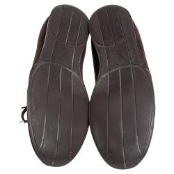 Pre Owned Louis Vuitton Brown Monogram Canvas And Suede Low Top Sneakers Size 46