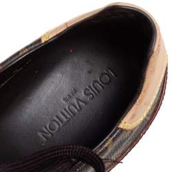 Pre Owned Louis Vuitton Brown Monogram Canvas And Suede Low Top Sneakers Size 46