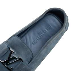 Pre Owned Louis Vuitton Blue Suede Monte Carlo Slip On Loafers Size 46