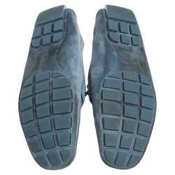 Pre Owned Louis Vuitton Blue Suede Monte Carlo Slip On Loafers Size 46