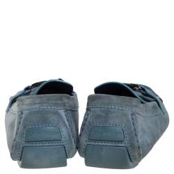 Pre Owned Louis Vuitton Blue Suede Monte Carlo Slip On Loafers Size 46