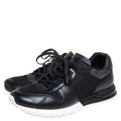 Pre Owned Louis Vuitton Black Mesh And Leather Low Top Sneakers Size 41