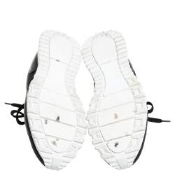 Pre Owned Louis Vuitton Black Mesh And Leather Low Top Sneakers Size 41