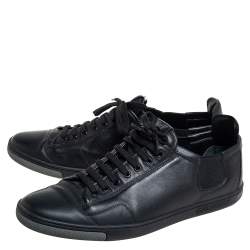 Pre Owned Louis Vuitton Black Leather Slalom Low Top Sneakers Size 42.5