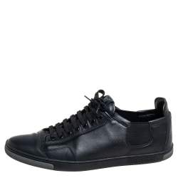 Pre Owned Louis Vuitton Black Leather Slalom Low Top Sneakers Size 42.5
