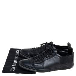 Pre Owned Louis Vuitton Black Leather Slalom Low Top Sneakers Size 42.5