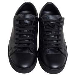 مملوكة مسبقًا Louis Vuitton Black Leather and Monogram Eclipse Canvas Match Up Sneaker Size 41.5