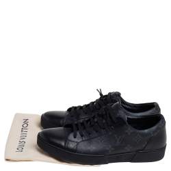 مملوكة مسبقًا Louis Vuitton Black Leather and Monogram Eclipse Canvas Match Up Sneaker Size 41.5