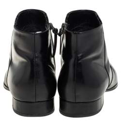 Pre Owned Louis Vuitton Black Leather Ankle Boots Size 43