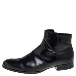 Pre Owned Louis Vuitton Black Leather Ankle Boots Size 43