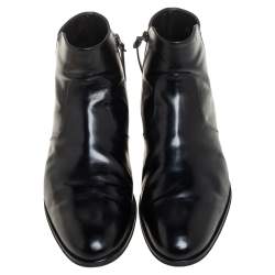 Pre Owned Louis Vuitton Black Leather Ankle Boots Size 43