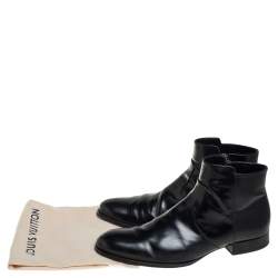 Pre Owned Louis Vuitton Black Leather Ankle Boots Size 43