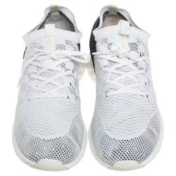 Pre Owned حذاء رياضي لوي فيتون فاست لان شبك قماش تريكو أبيض / أ زرق بعنق منخفض مقاس 44.5